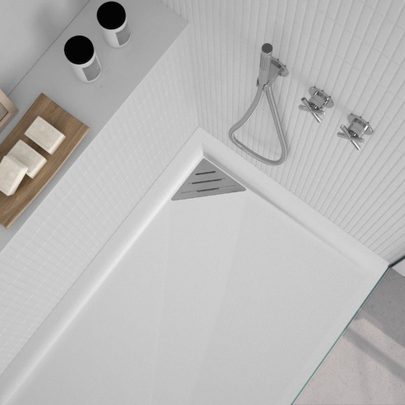 Receveur de douche extra plat TRINITY blanc - grille gauche - Le Monde du Bain