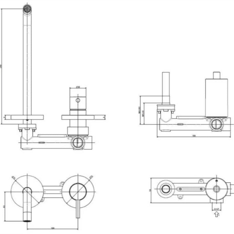 Kronenbach Robinet encastré LIMA 2.0 pour lavabo 24,5 cm avec corps d&