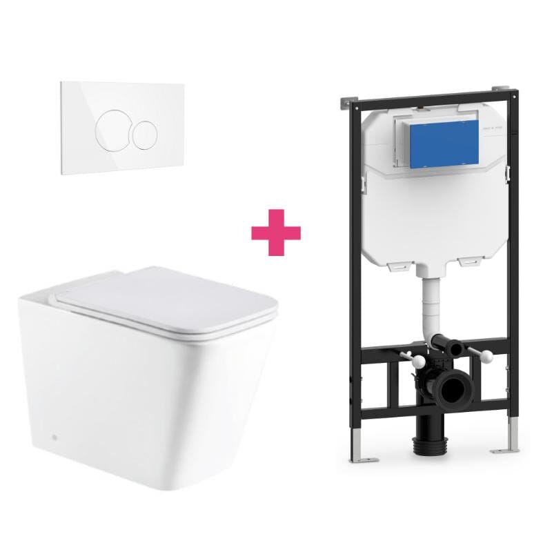 Ensemble WC suspendu PISA en céramique avec réservoir et bouton de chasse d&