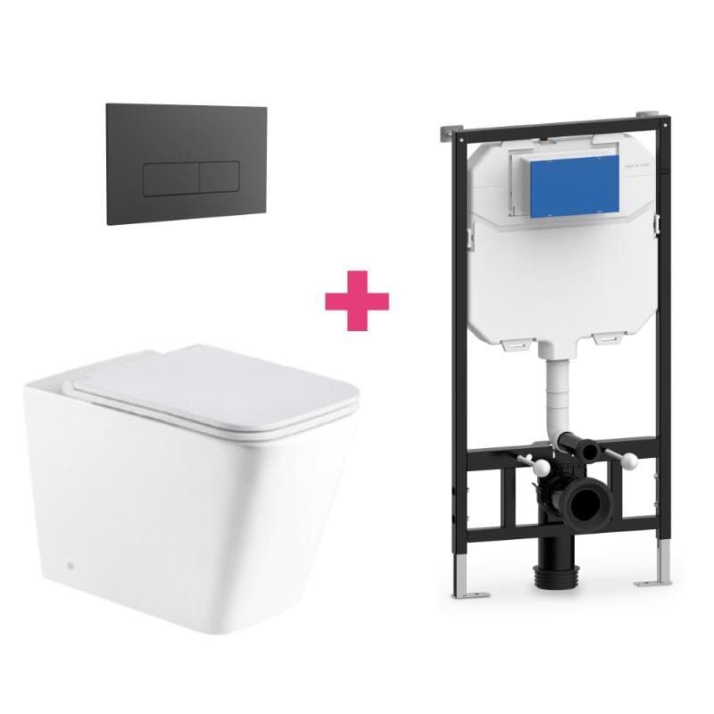 Ensemble WC suspendu PISA en céramique avec réservoir et bouton de chasse d&