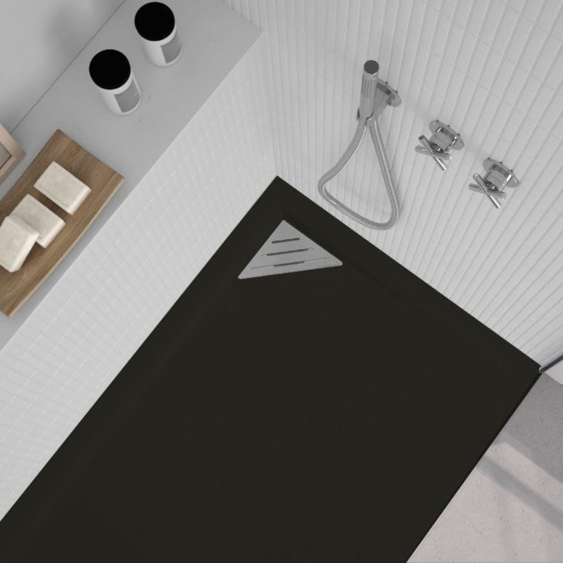 Receveur de douche extra plat TRINITY noir - grille à gauche - Le Monde du Bain