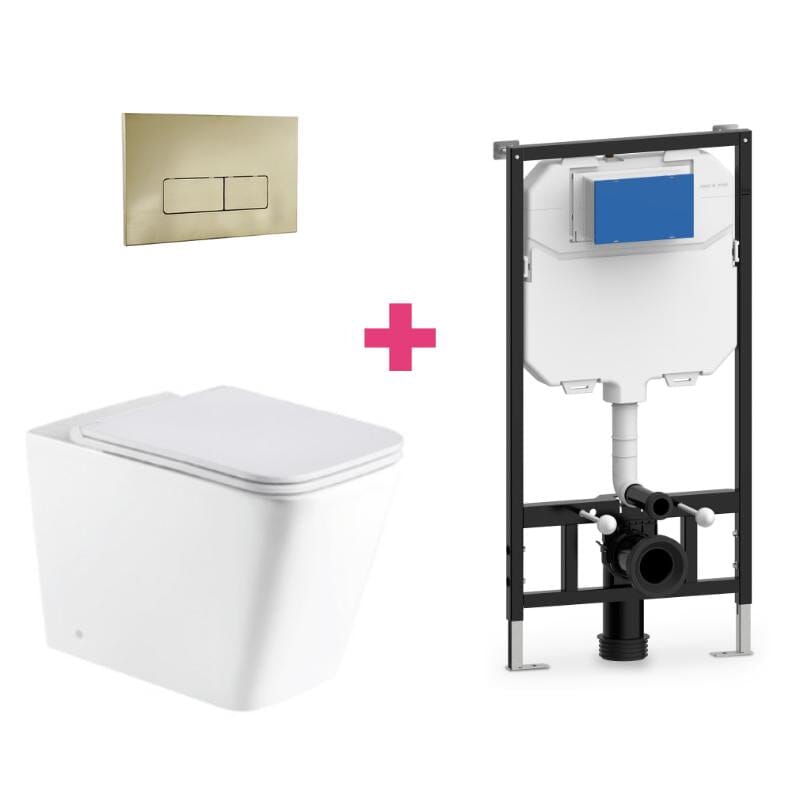 Ensemble WC suspendu PISA en céramique avec réservoir et bouton de chasse d&