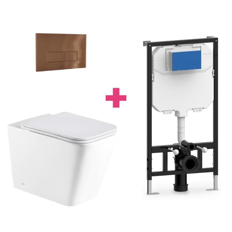 Ensemble WC suspendu PISA en céramique avec réservoir et bouton de chasse d&