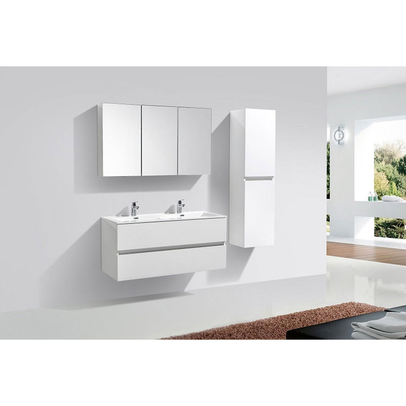 Meuble salle de bain design double vasque SIENA largeur 120 cm, blanc laqué - Le Monde du Bain