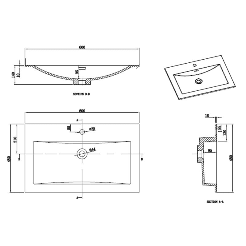 Meuble salle de bain design simple vasque SIENA largeur 60 cm, chêne clair - Le Monde du Bain