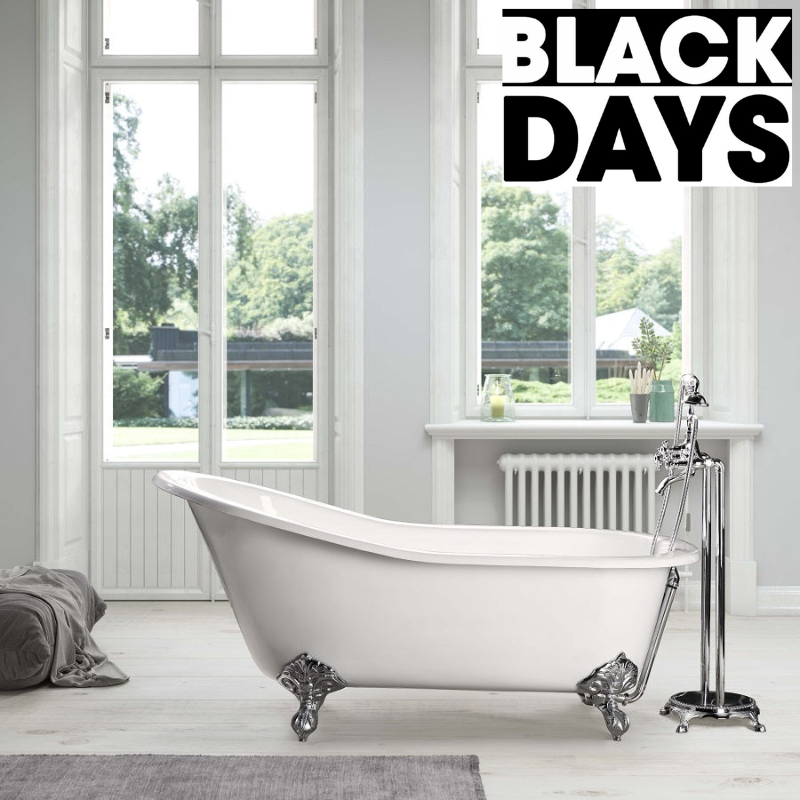 Baignoire sur pieds en fonte petite taille ASHFORD Blanche