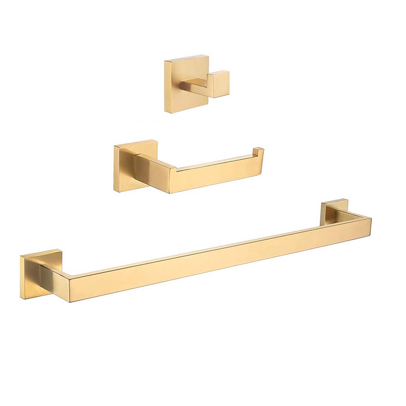 Pack accessoires de salle de bain LUANDA or brossé - Le Monde du Bain