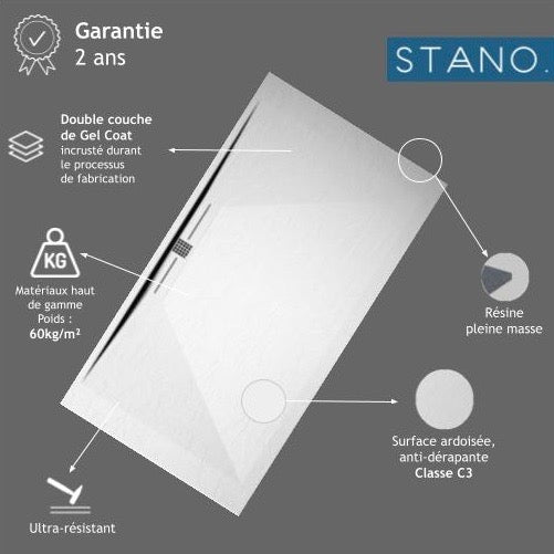 Avantages - Receveur de douche extra plat EDIS en résine surface ardoisée - Le Monde du Bain