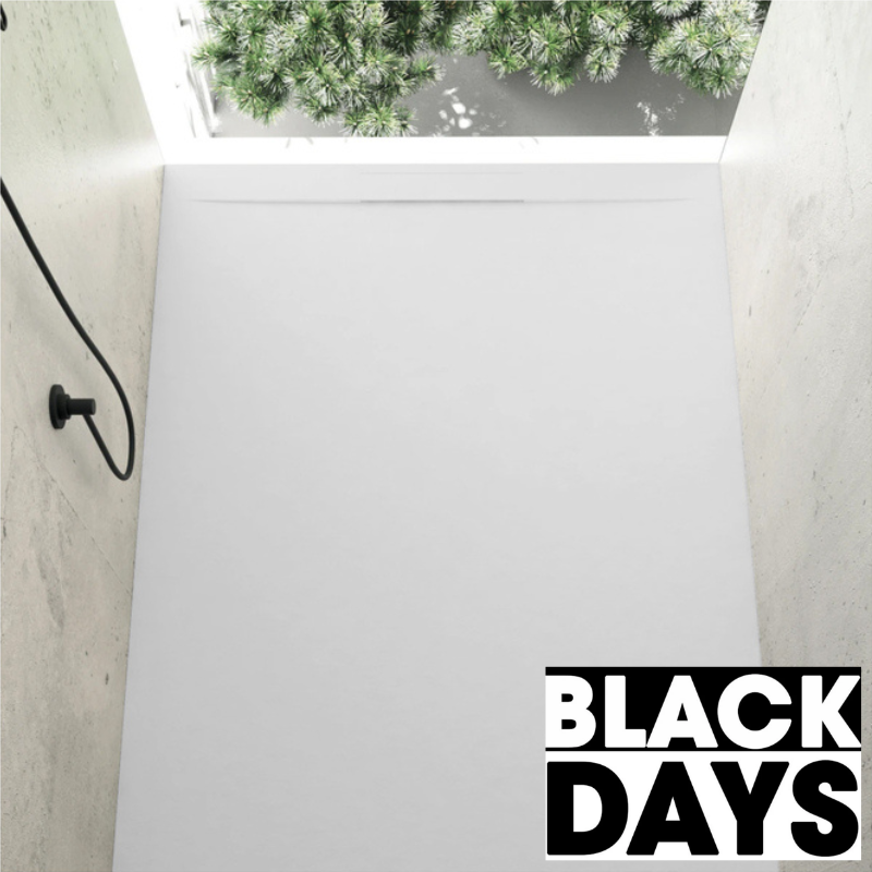 Receveur de douche extra plat COVER en résine surface ardoisée blanc