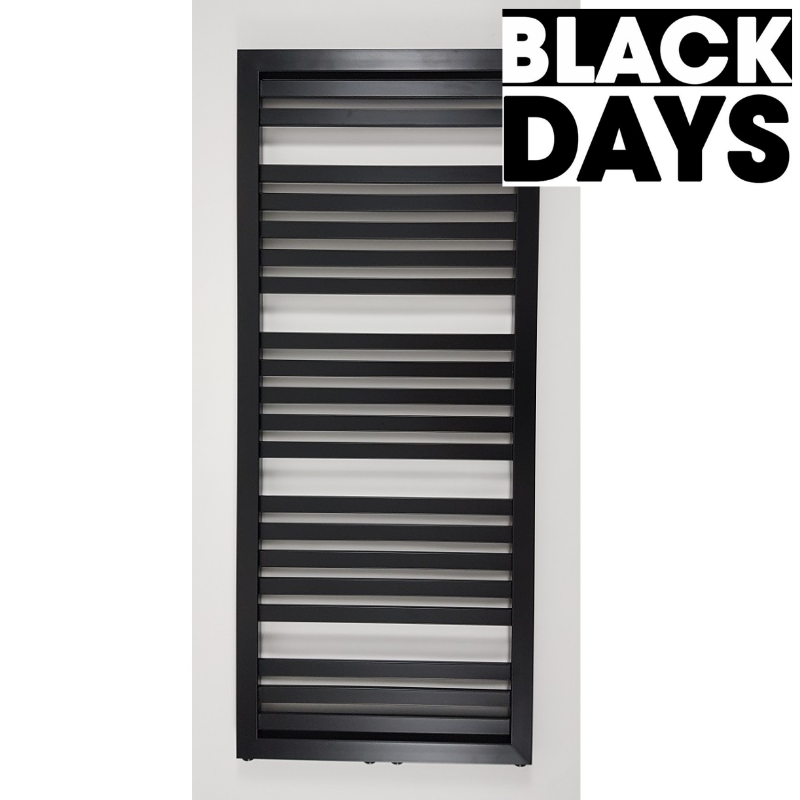 Radiateur sèche-serviettes eau chaude design KLEA 128 x 54 cm noir mat