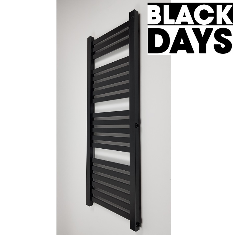 Radiateur sèche-serviettes eau chaude design BERYL 115 x 44 cm noir mat