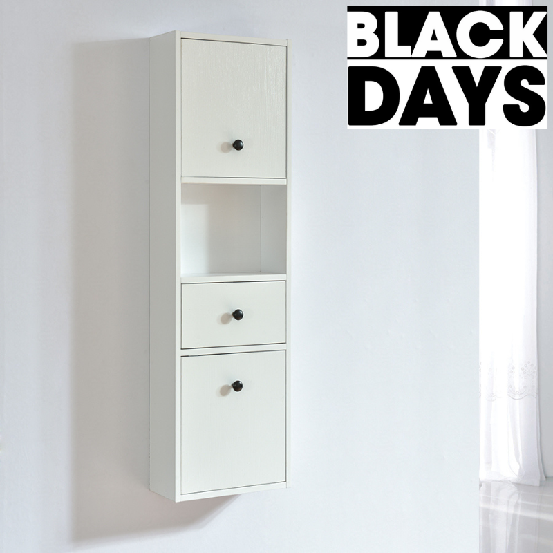 Grande armoire de rangement ARMARIA finition mélaminé blanc