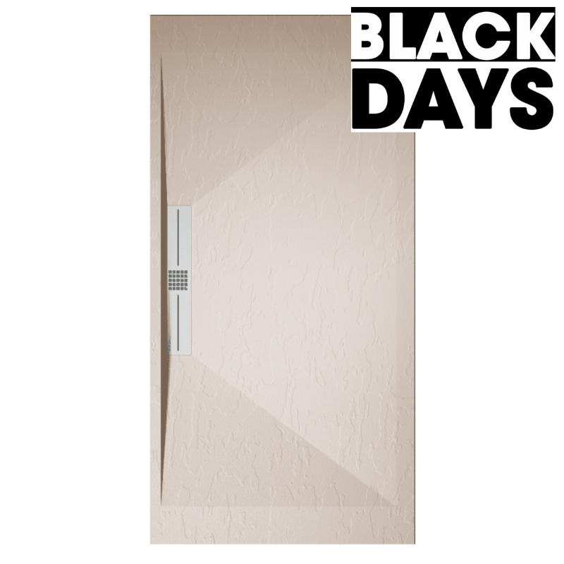 Receveur de douche extra plat EDIS en résine surface ardoisée beige