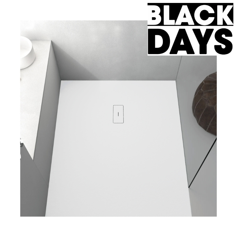 Receveur de douche extra plat FUSION en résine surface ardoisée blanc