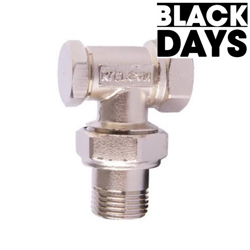 T de raccordement en laiton plaqué nickel pour radiateur et sèche-serviettes