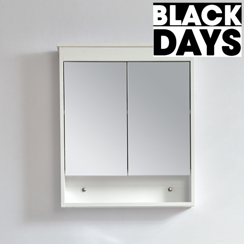 Armoire de toilette bloc-miroir 60 cm TYPO finition mélaminé blanc