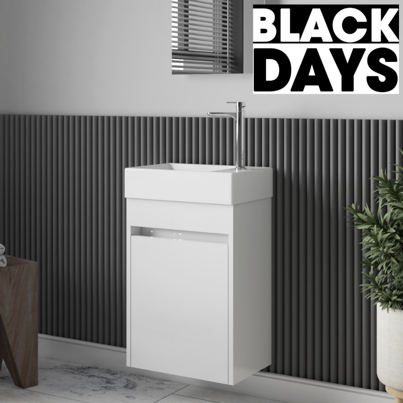 Meuble lave-main salle de bain design MESSINA largeur 45 cm blanc laqué