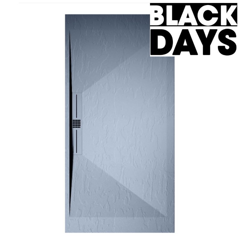 Receveur de douche extra plat EDIS en résine surface ardoisée gris cendre