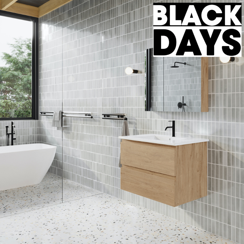 Meuble salle de bain design simple vasque MESSINA largeur 80 cm chêne clair