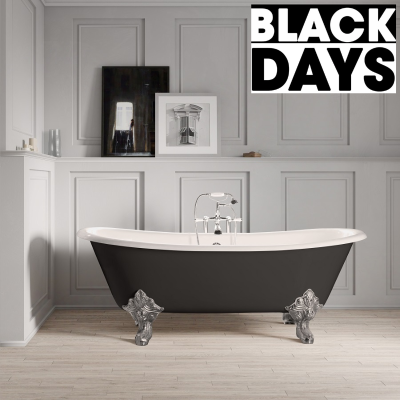 Baignoire sur pieds en fonte BRADFORD Noire