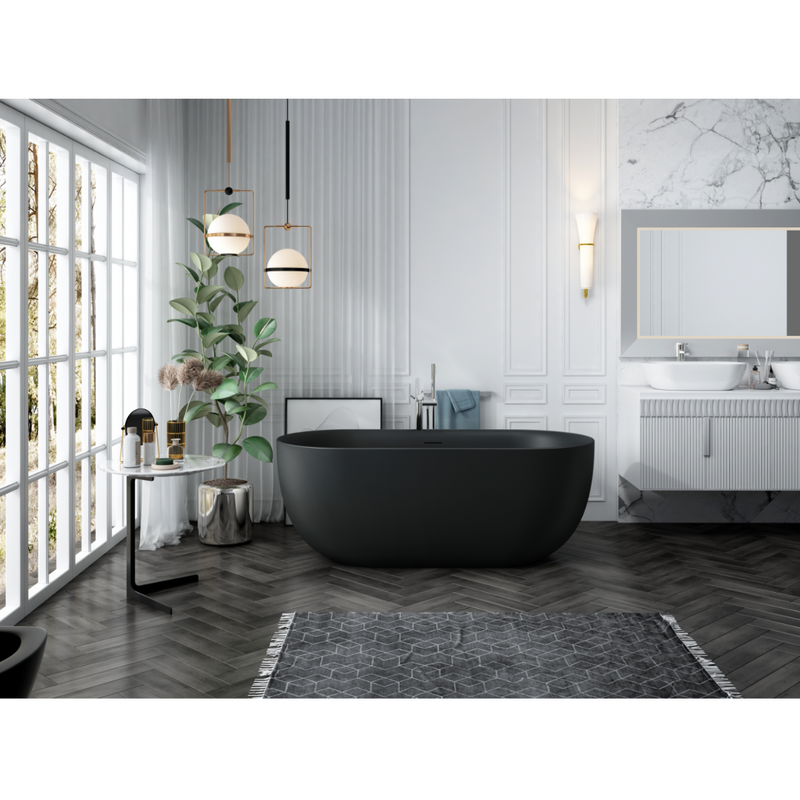 Baignoire îlot design ovale LISBON finition noir mat - Le Monde du Bain