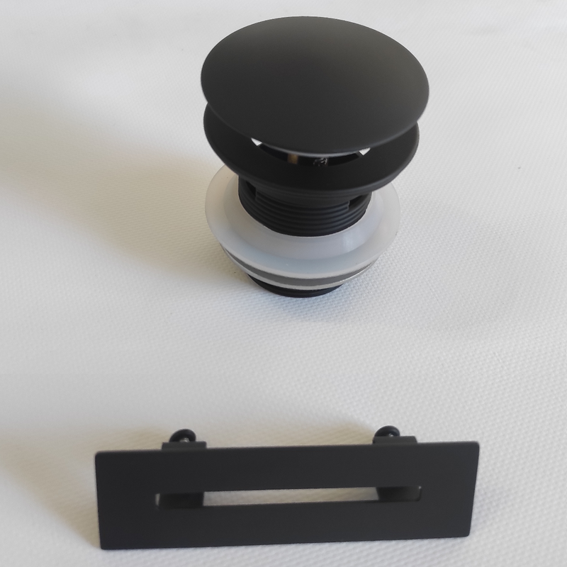 Bonde et cache trop-plein, noir mat, pour baignoire îlot design - Le Monde du Bain