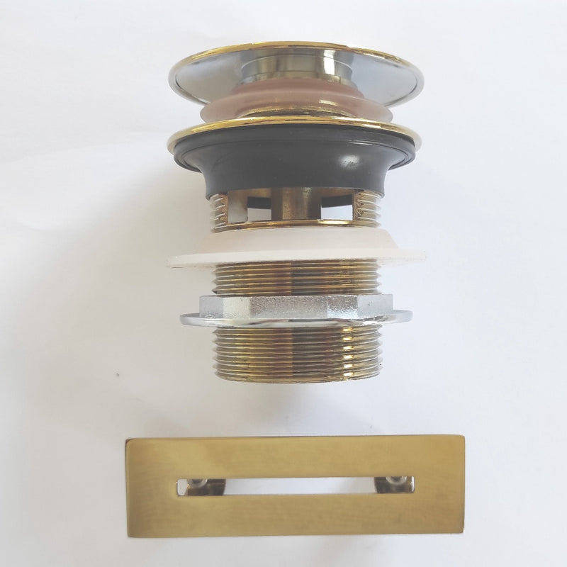 Bonde et cache trop-plein, or brillant, pour baignoire îlot design - Le Monde du Bain