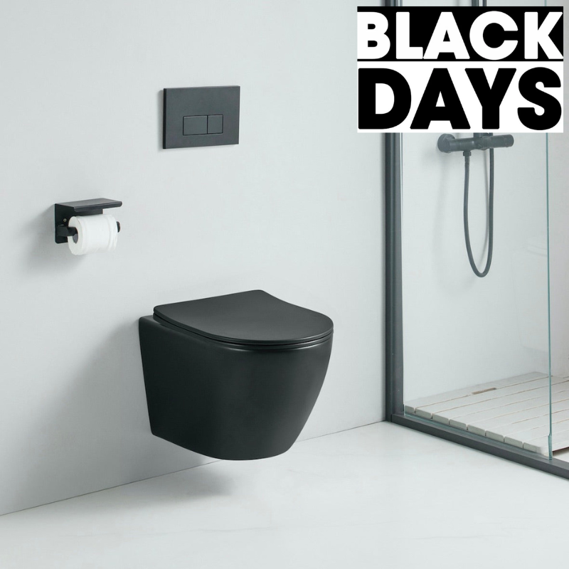 Cuvette WC suspendu CARCEO noir mat - sans bride et avec frein de chute