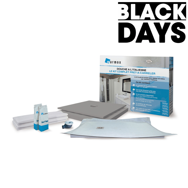 Kit complet receveur à carreler FLATBOARD 4 pentes 90x185 cm