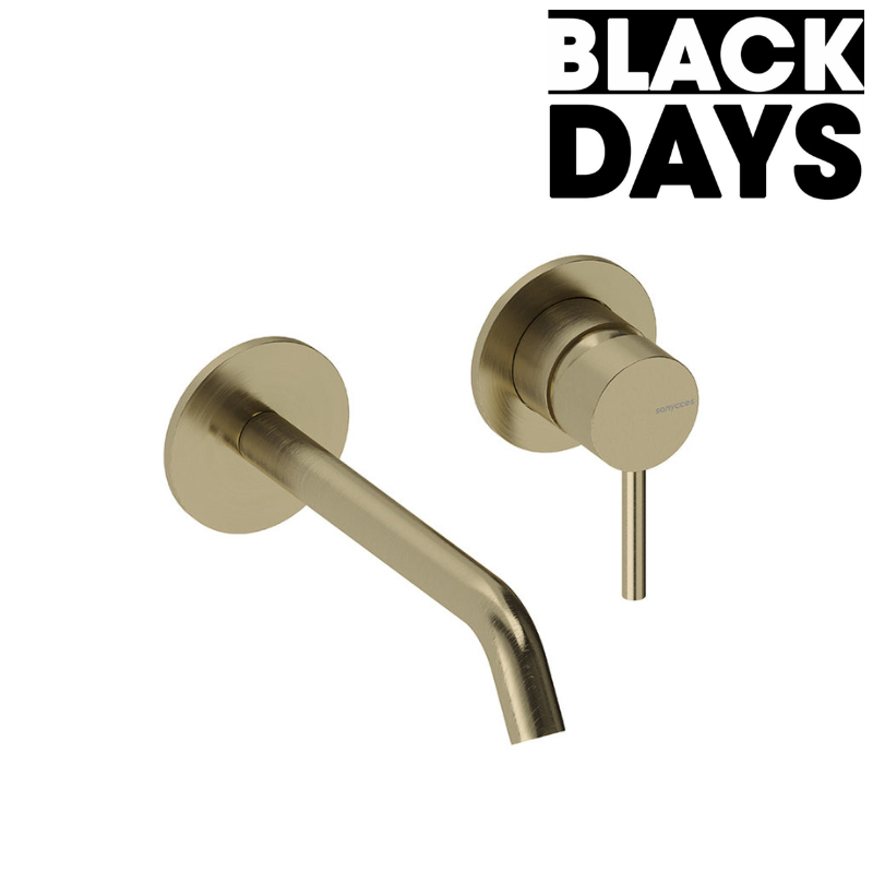 Robinet mitigeur mural pour baignoire LOOP or brossé