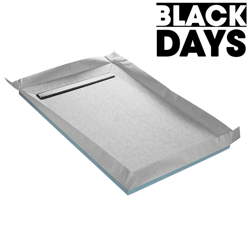 Receveur à carreler LINEBOARD 4 pentes 120x120 cm avec natte étanche et siphon ultra plat