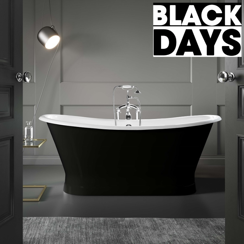 Baignoire sur socle en fonte émaillée COVENTRY Noire