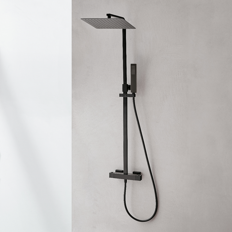 Colonne de douche thermostatique CUBO noir mat - Sanycess - Le Monde du Bain