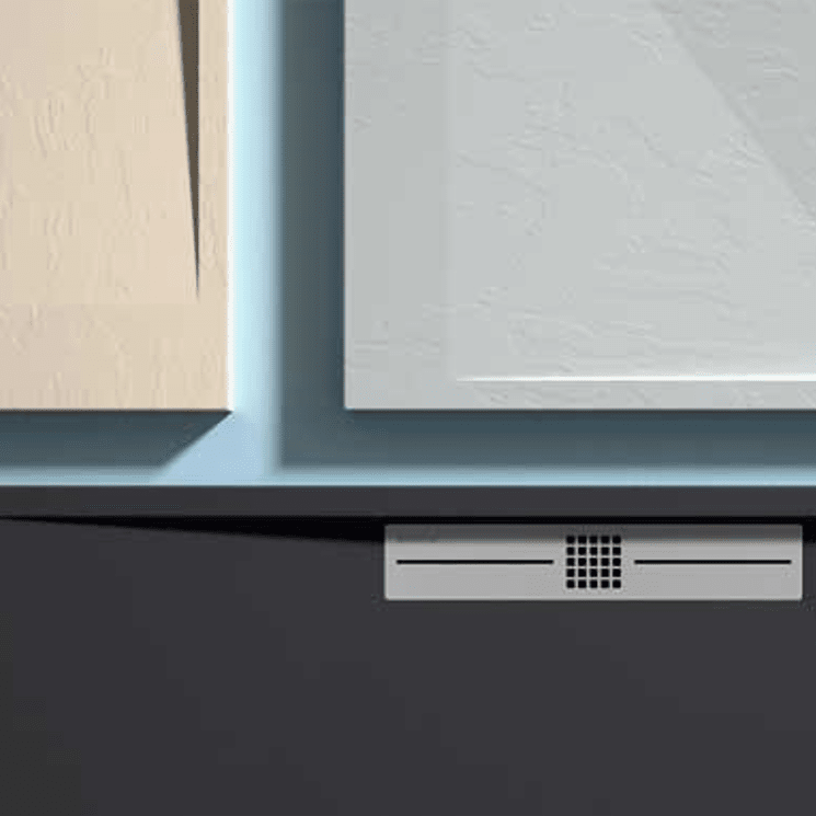 Receveur de douche extra plat EDIS en résine surface ardoisée - grille inox - Le Monde du Bain