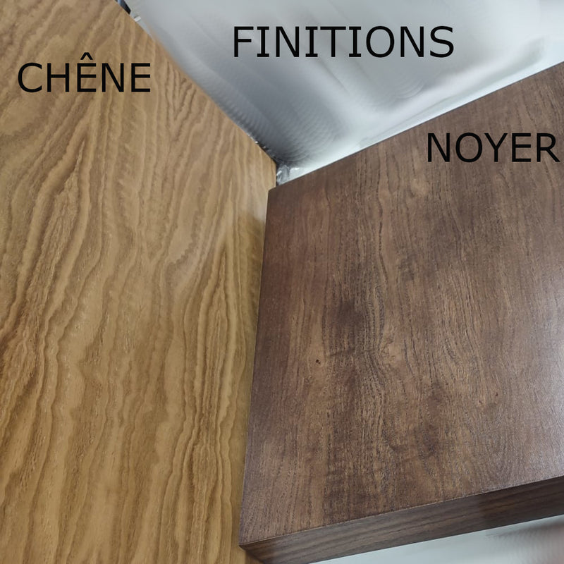 Comparaison finitions Chêne et Noyer - Plan pour vasque suspendu TOP - Le Monde du Bain