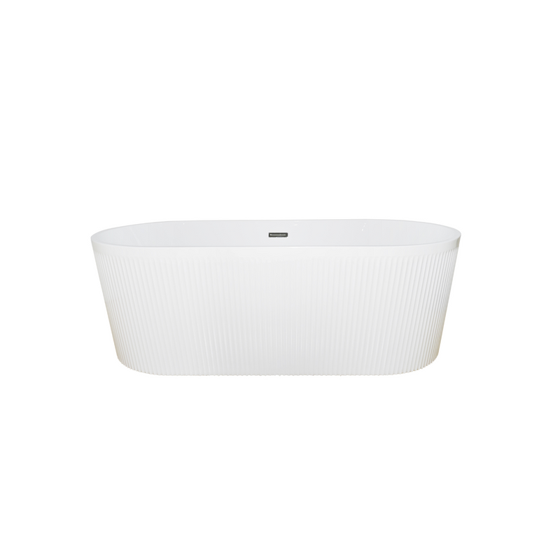 Vue de devant Baignoire îlot design ovale CORBIN blanche