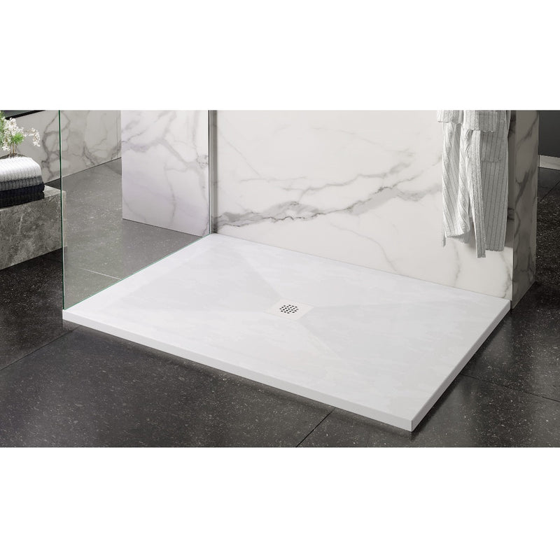 Mise en situation Receveur de douche extra plat DEXA en résine surface ardoisée blanc