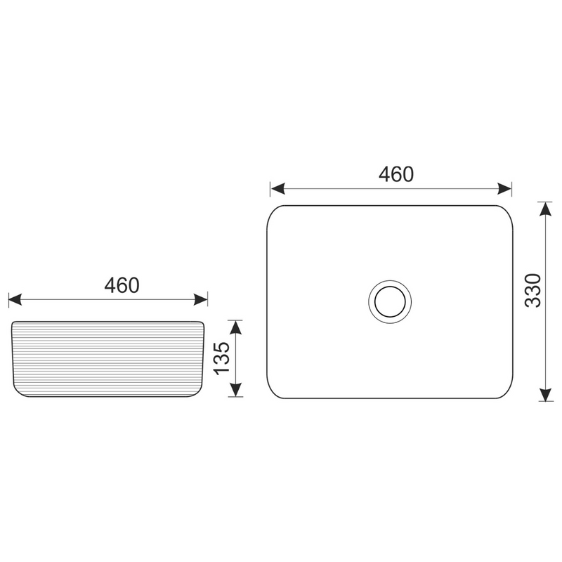 Dimensions Vasque à poser rectangulaire en céramique ORIANA marron foncé