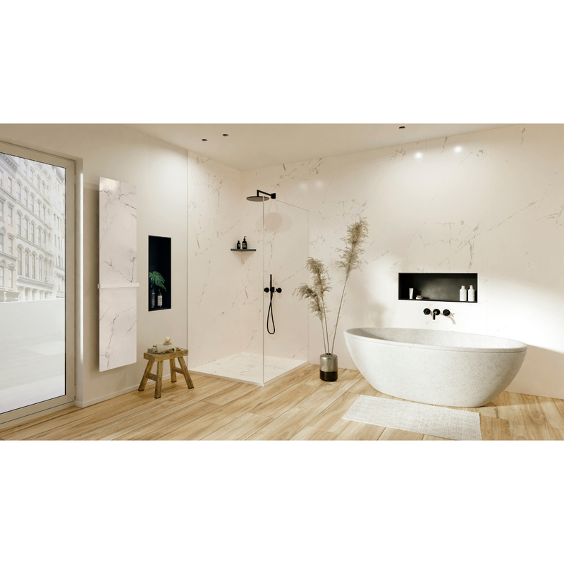 Receveur de douche extra plat finition marbre blanc - Le Monde du bain