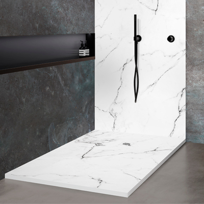 Receveur de douche extra plat finition marbre blanc - Le Monde du bain