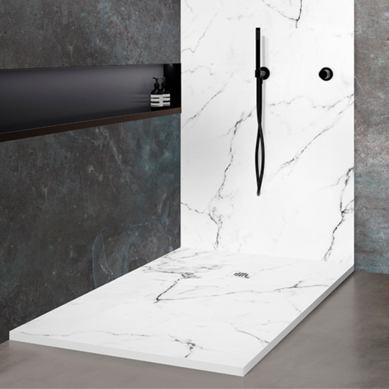 Receveur de douche extra plat finition marbre blanc - Le Monde du bain