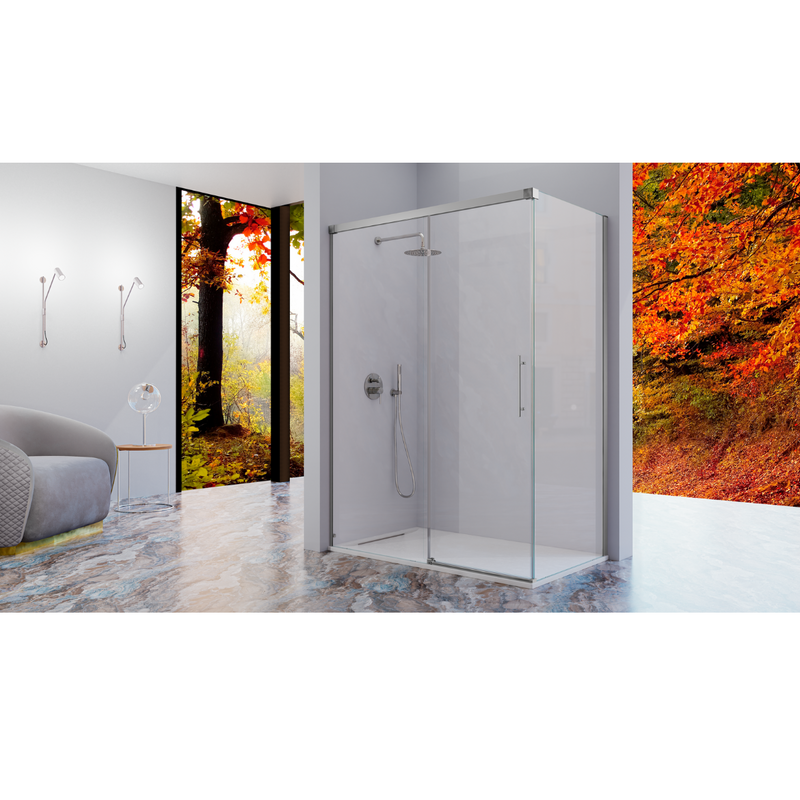 Paroi de douche fixe avec Porte coulissante + Paroi latérale URBAN - Le Monde du Bain