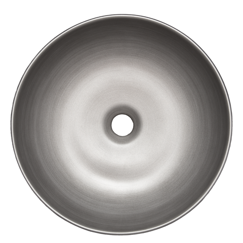 Vue de dessus Vasque à poser ovale en céramique SILVER gris métal brossé