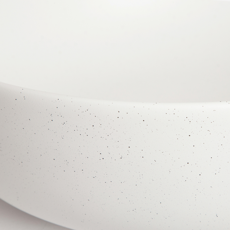 Finition Vasque à poser ronde en céramique GRANA blanc mat granité