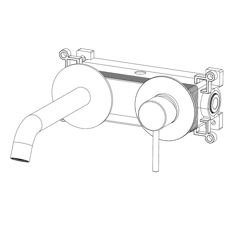 Dessin technique - Robinet mitigeur mural 2 trous PIZO noir mat - Le Monde du Bain