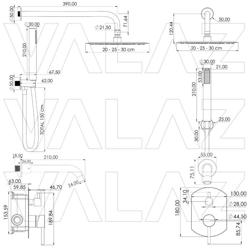 Conjunto de ducha empotrada monomando redonda ROMA cromado - Entorno baño