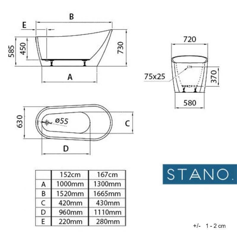 Baignoire îlot design ovale SUTTON blanche