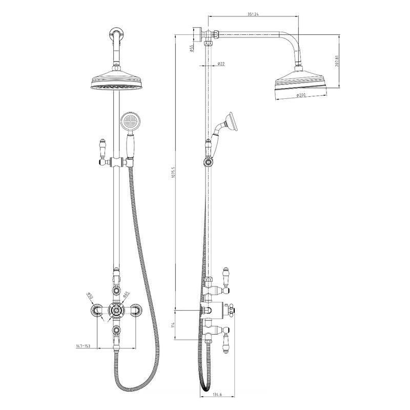 Ensemble de douche rétro HELEN 2 sorties