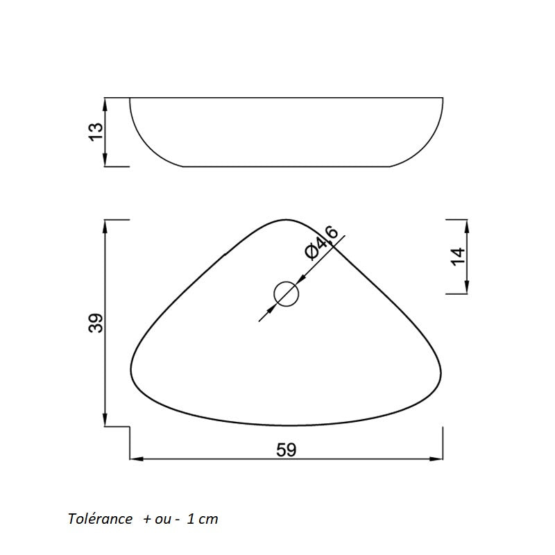 Dimensions - Vasque à poser en céramique BERGAMO blanc - Le Monde du Bain