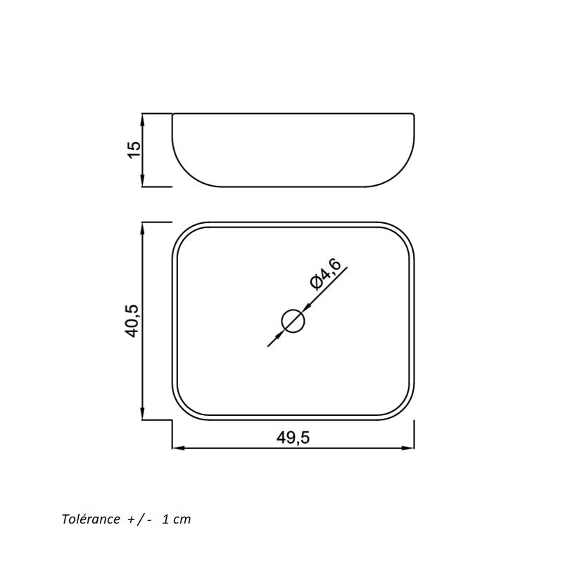 Dimensions - Vasque à poser en céramique NAPOLI blanc brillant - Le Monde du Bain